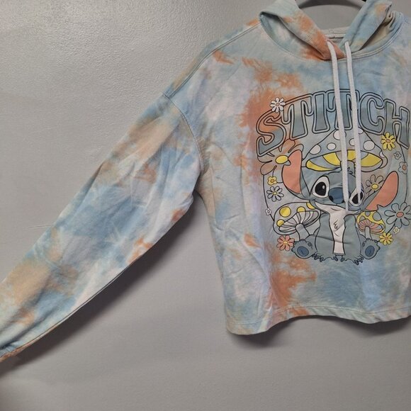 Disney Stitch Cropped Hoodie Tie Dye Lelo Movie Womens Small Mushroom Hippie - Picture 3 of 8